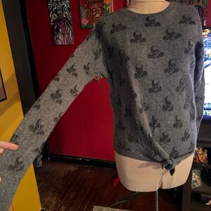 Skull Cashmere Gray Knit Crewneck Sweater